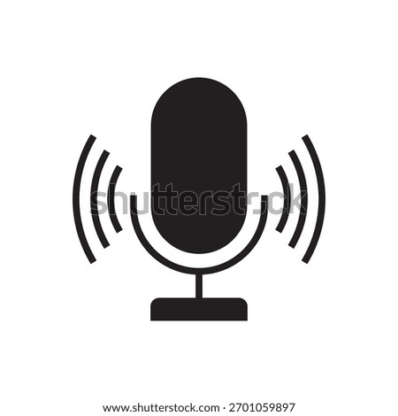 Solid-filled microphone with small radiating sound wave circles for active audio effects.