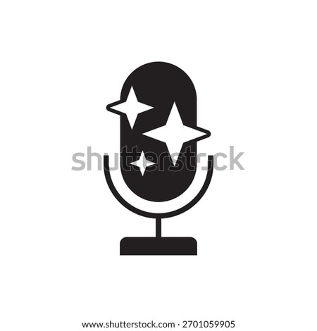 Solid-filled microphone with sparkle stars representing high quality or premium feature.