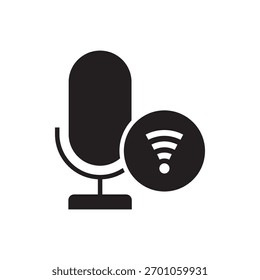 Microfone com enchimento sólido e sinal WiFi para gravação ou conectividade sem fio.