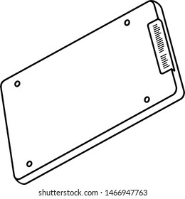 Solid-state drive. Vector outline icon isolated on white background.
