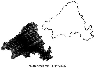 Solingen City (Federal Republic of Germany, North Rhine-Westphalia) map vector illustration, scribble sketch City of Solingen map