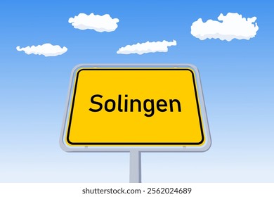 Solingen city sign in Germany. City limit welcome road sign vector illustration.