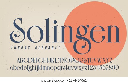 Solingen is an elegant luxury alphabet appropriate for high class logos and marketing.
