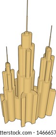 Solitaire building, illustration, vector on white background.