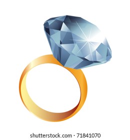 Solitaire - Diamond Ring Vector Illustration