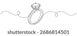 Solitaire Diamond rings line art vector illustration