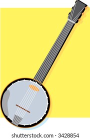 Solitary banjo on a yellow square background