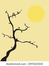 A Solitary Black Branch Silhouetted Against a Minimalist Background, Emphasizing the Beauty of Nature's Quiet Grace and the Stark Contrast Between Light and Dark