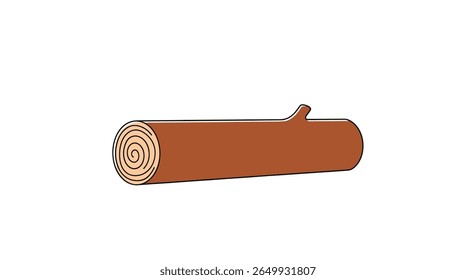 A solitary brown log with a branch protruding from its side isolated on a pure white background a simple representation of natural elements for design
