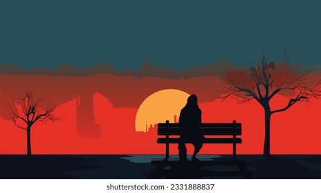 Solitary Echoes: Vector Image Depicting Loneliness