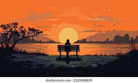 Solitary Echoes: Vector Image Depicting Loneliness