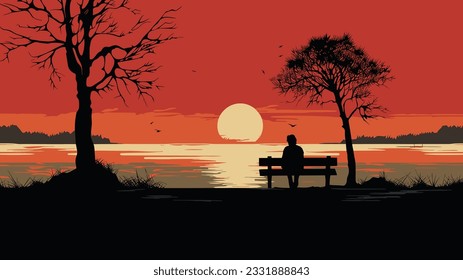 Solitary Echoes: Vector Image Depicting Loneliness