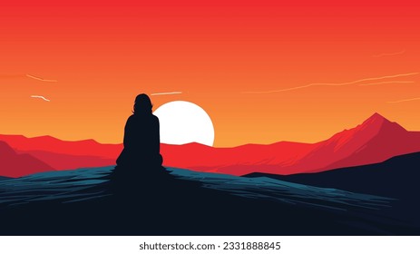 Solitary Echoes: Vector Image Depicting Loneliness