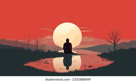 Solitary Echoes: Vector Image Depicting Loneliness