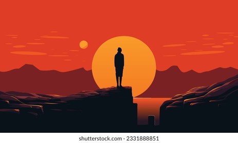 Solitary Echoes: Vector Image Depicting Loneliness