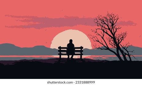 Solitary Echoes: Vector Image Depicting Loneliness