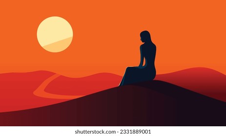 Solitary Echoes: Vector Image Depicting Loneliness