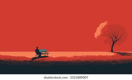 Solitary Echoes: Vector Image Depicting Loneliness