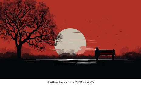 Solitary Echoes: Vector Image Depicting Loneliness