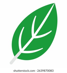 A solitary leaf illustration, isolated on a white backdrop. Suitable for ecological, botanical, or natural design elements.