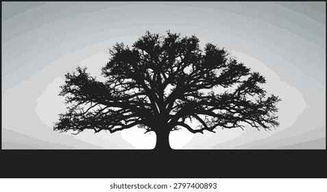A solitary pine tree stands out against a snowy background with its branches covered in fresh white snow