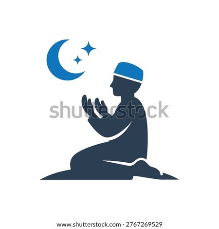 Solitary Prayer Devotion Worship Icon Isolated On White Background