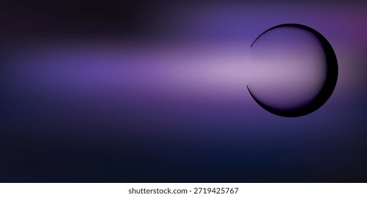 Uma esfera solitária e lisa brilha com uma luz interna, lançando um feixe em uma nebulosa roxa e azul vibrante.