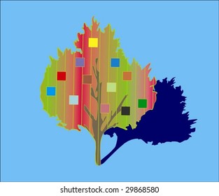 Solitary vector tree with decorations.