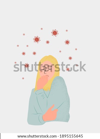 Solitude and depression from social distancing, stressed from coronavirus quarantine lockdown concept