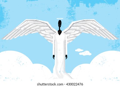 Solo Angel
An angel and clouds over a textured background.