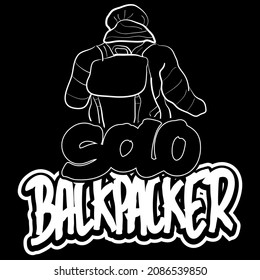 Solo Backpacker Graffiti Hand Lettering Design Premium Vector. Perfect For Stickers or T Shirt