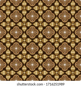 Solo batik floral modern pattern with dark brown color design
