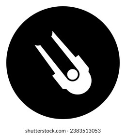 A solo bobsleigh symbol in the center. Isolated white symbol in black circle. Vector illustration on white background