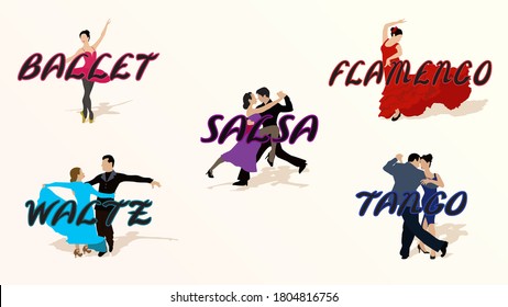 solo and couple dance, popular dance in europe and america vector
