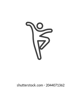 Icono de la línea de bailarín individual. signo de estilo lineal para concepto móvil y diseño web. Icono de vector de contorno del hombre de bailarín. Símbolo, ilustración del logotipo. Gráficos vectoriales