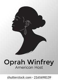 Solo, Indonesia - 06 09 2022: Silhouette Of Oprah Gail Winfrey, An American Talk Show Host, Television Producer, Actress, Author, And Philanthropist. Shadow Vector Tutorial Black And White