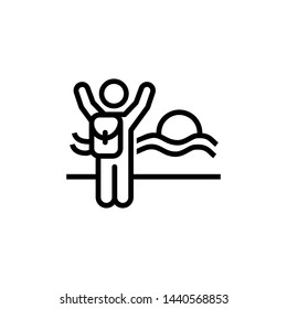 Solo traveller line icon. Summer resort, seaside, vacation. Solo travel concept. Vector illustration can be used for topics like travel, tourism, summer