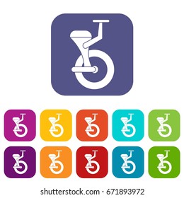 Solo wheel icons set vector illustration in flat style In colors red, blue, green and other