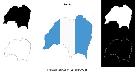 Solola department outline map set