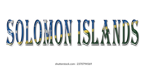 SOLOMAN ISLANDS flag text font, 3D SOLOMON Font With Flag, 3D vector illustration