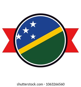 Solomon flag in glossy round button of icon. flag logo of Solomon emblem isolated on white background, Solomon national concept sign, Vector illustration.