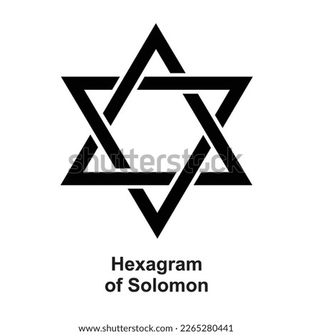 Solomon Hexagram. The Star of David. Black glyph icon. Magen David. Six-pointed geometric star. State symbol of Israel.