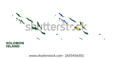 solomon island flag and map set. solomon island flag in official colors and proportions., map