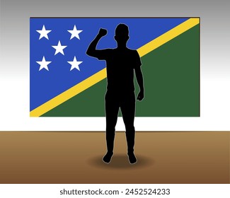 Solomon Island flag paper texture, single-piece element, vector design, Solomon Island flag taped on wall, decoration or celebration idea