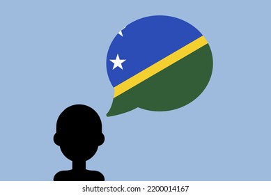 Solomon Island flag with speech balloon, silhouette man with country flag, liberty and independence idea, Solomon Island flag vector on talking bubble, learning English language