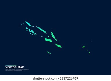 Salomon Island Karte des abstrakten Farbverlauf-Grün-Konzept mit Technologie Licht-Effekt-Vektorgrafik.