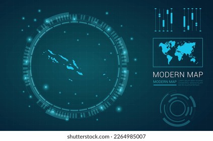 Solomon Island map of blue digital frame Futuristic Sci Fi Modern User vector HUD, GUI, UI interface.