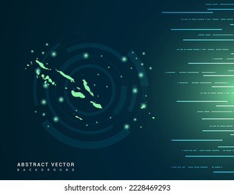 Solomon Island map of technology green futuristic Background vector.