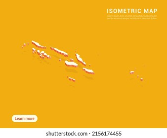Mapa de la isla Salomón blanco sobre fondo amarillo con 3d de ilustración vectorial isométrica.