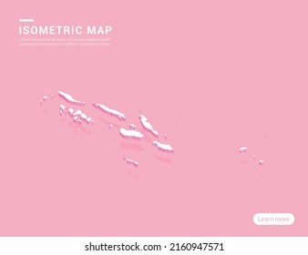 Solomon Island map white on pink background with 3d isometric vector illustration.
